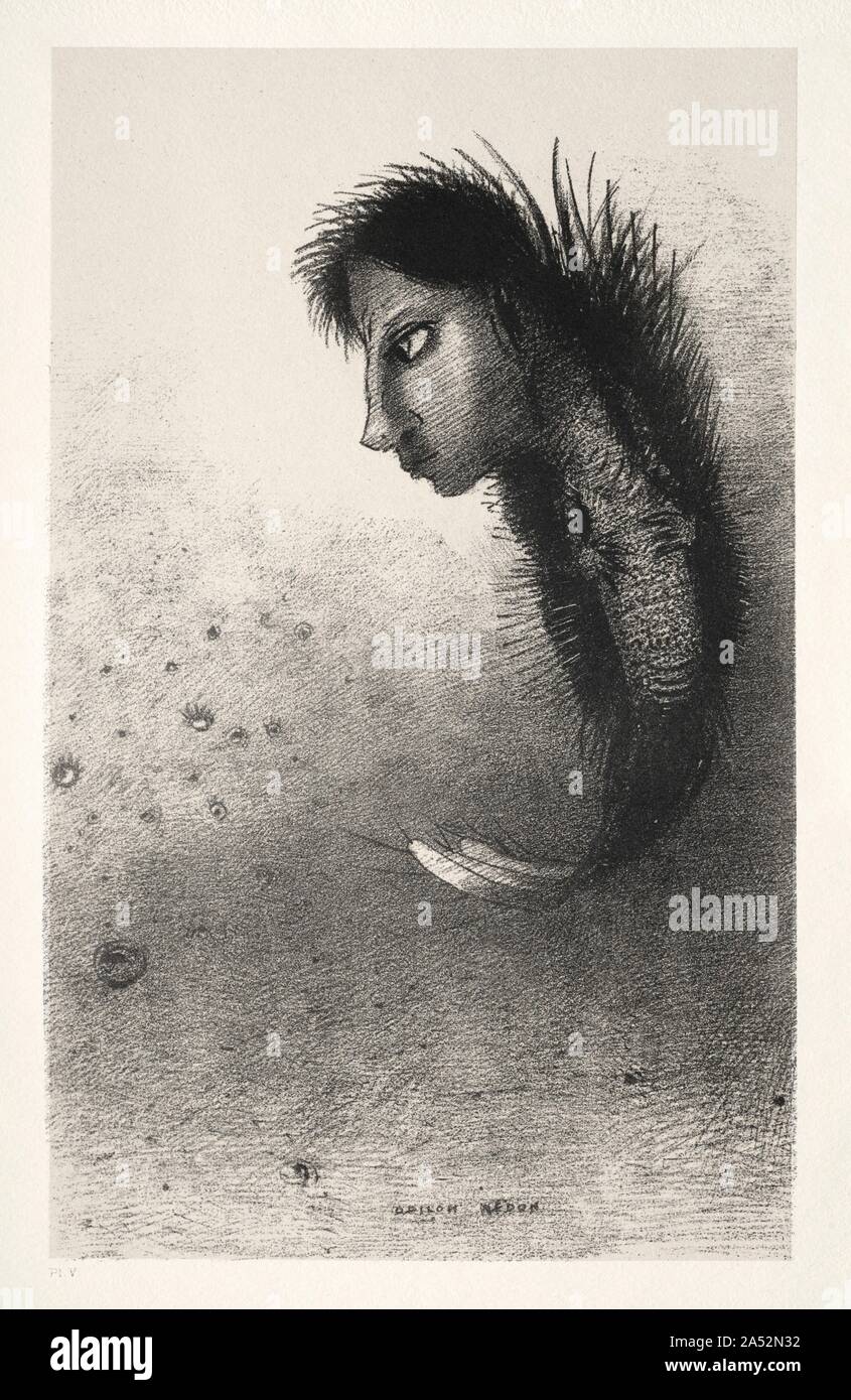 The Temptation of Saint Anthony (First Series): Then There Appears a Singular Being, Having the Head of a Man on the Body of a Fish, 1888. Stock Photo