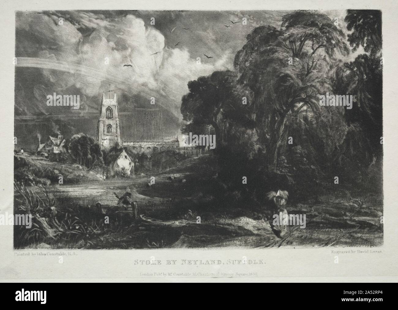 Various Subjects of Landscape, Characteristic of English Scenery from Pictures Painted by John Constable, R.A.: Stoke by Neyland, Suffolk, 1830. Stock Photo