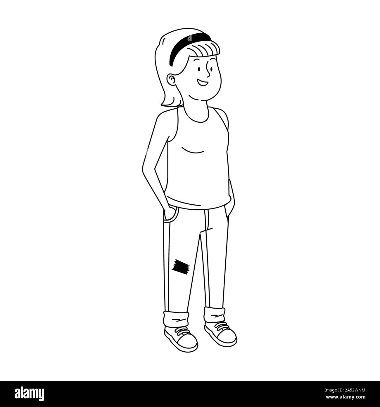 cartoon teenager girl wearing casual clothes Stock Vector