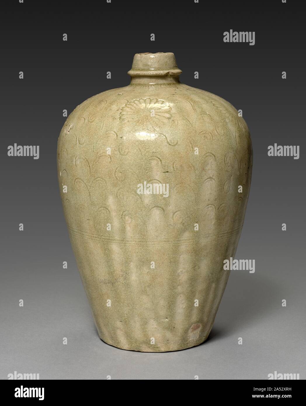 Wine Flask, c. 1300. This wine flask ( heishi ) was produced in Seto, in present-day Aichi prefecture near the city of Nagoya. Seto ware was made in imitation of Chinese Song dynasty prototypes, and was unique among Japanese ceramics for being glazed at the initial time of its production in the late 1200s. Such wares were later prized for display in tea practice. Stock Photo