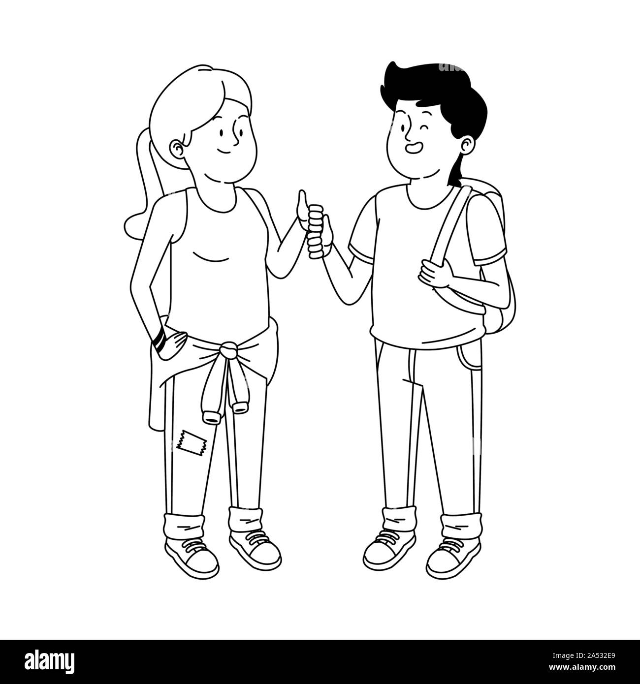 cartoon teenager man and woman standing Stock Vector Image & Art - Alamy