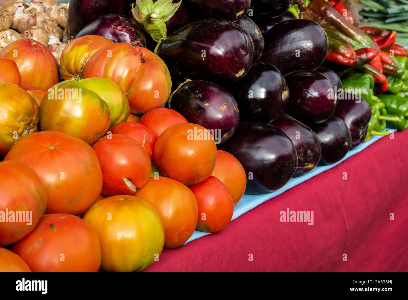 Vegetables in the local organic products market Stock Photo