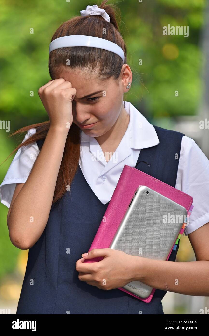 Sad Student Teenager School Girl Wearing School Uniform Stock Photo - Alamy