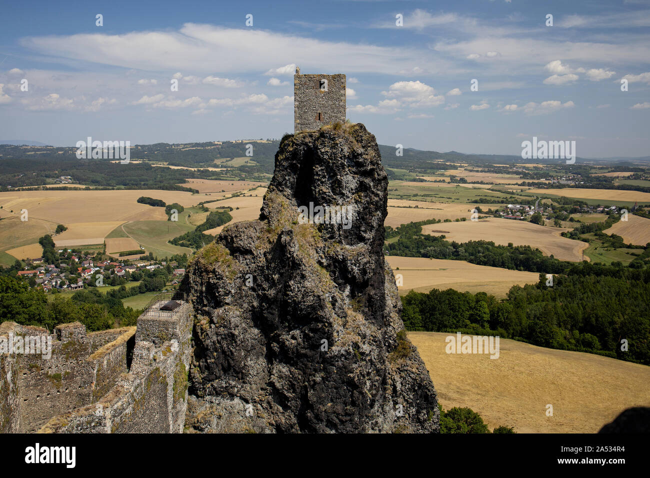 Old castle on the hill, Hrad Trosky, castle in the Czech Republic, Bohemian Paradise Stock Photo