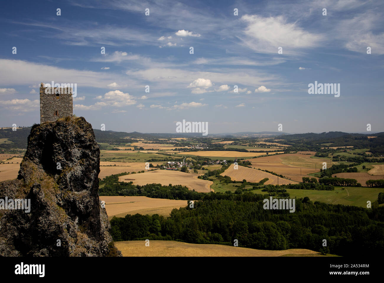Old castle on the hill, Hrad Trosky, castle in the Czech Republic, Bohemian Paradise Stock Photo