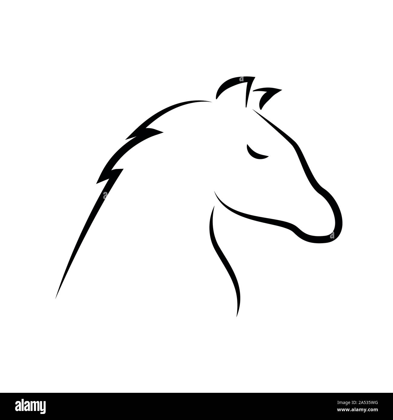 horse outline drawing isolated on white background vector illustration EPS10 Stock Vector