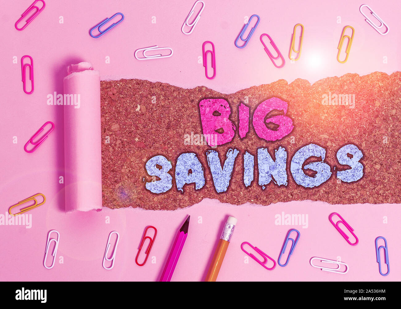 Writing note showing Big Savings. Business concept for income not spent ...