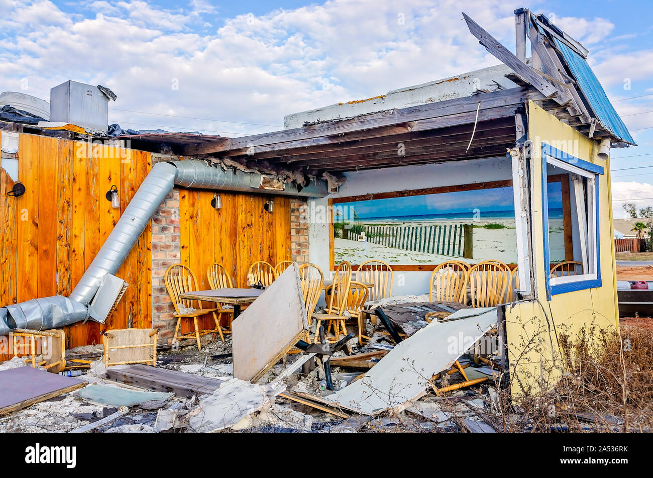 A Picture Of Mexico Beach In Brighter Days Hangs Inside The Fish House Restaurant