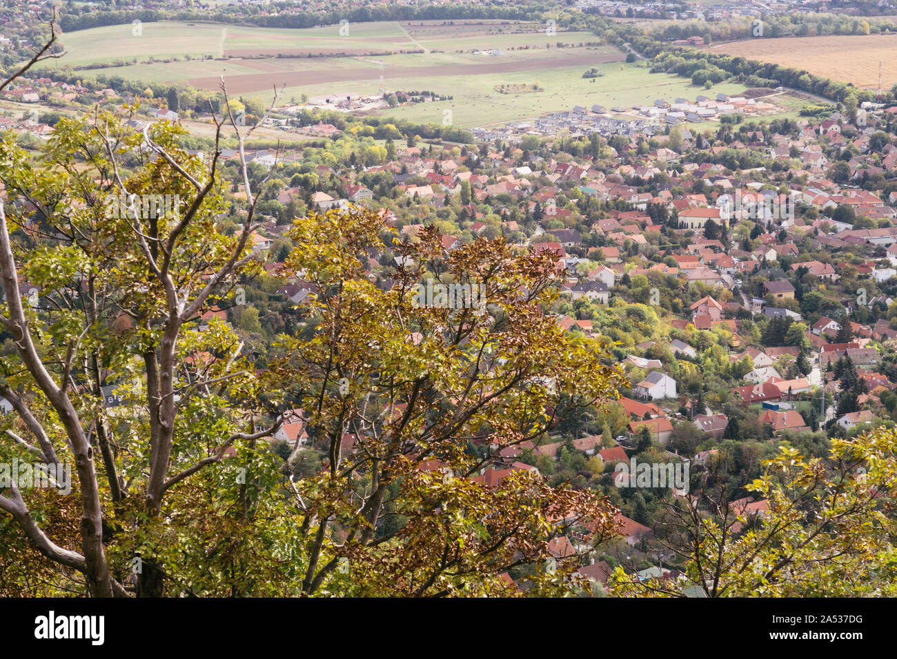 Pilisborosjeno, Hungary - Oct 11, 2019: View of Pilisborosjeno at autumn, a small picturesque village in the Pilis Mountains is a mountainous region i Stock Photo