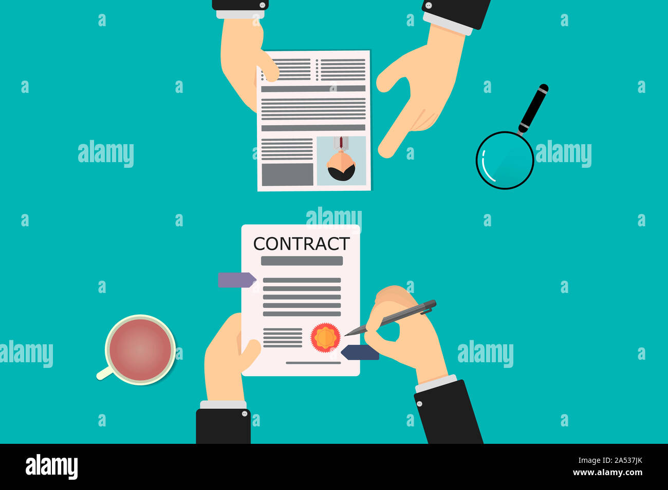 Candidate Sign Contract recruitment of human resources, signing of contract of new office ...