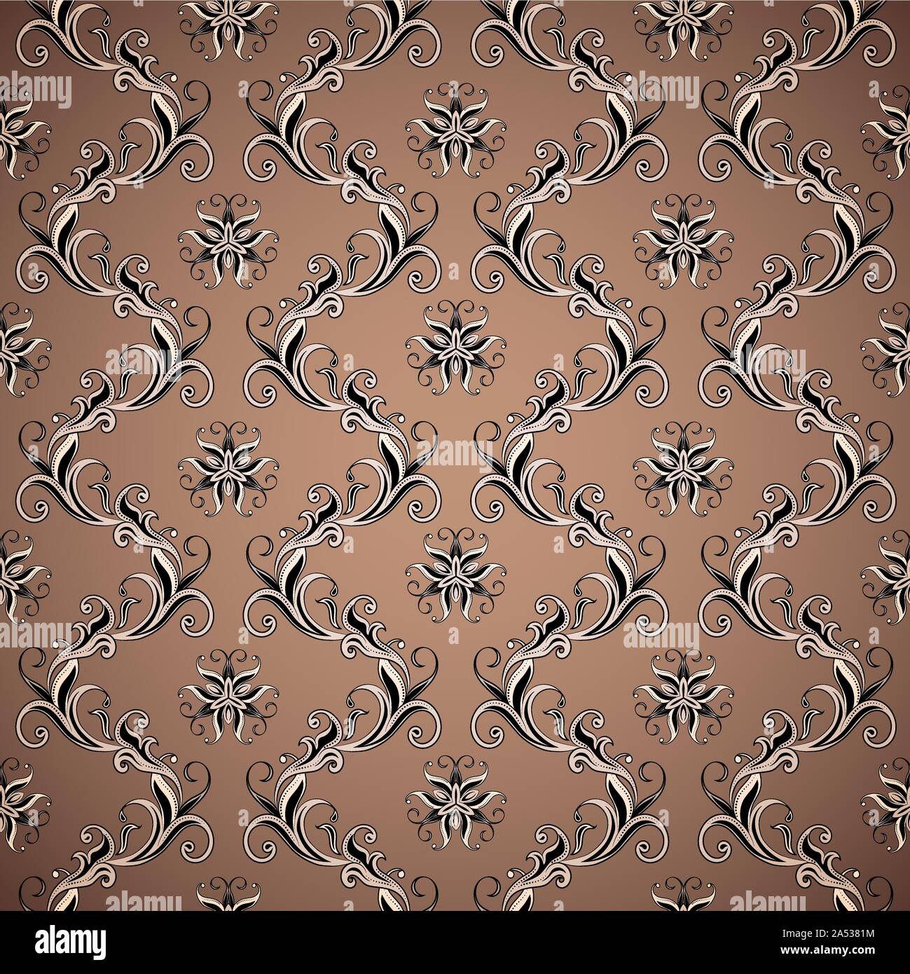 Wallpaper seamless brown pattern. Dark background Stock Vector
