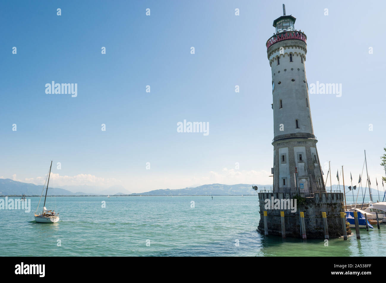 Lindau, Germany - July16: Picturesque port town Lindau on Lake Constance, on July 16, 2019 Lindau, Germany Stock Photo