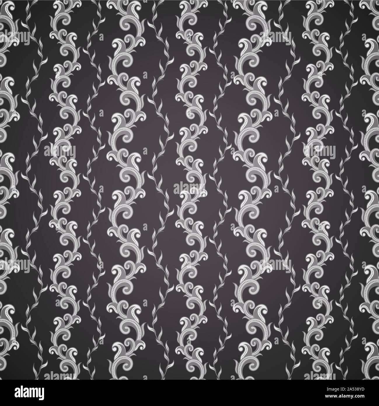 Wallpaper seamless black and white pattern. Dark background Stock Vector