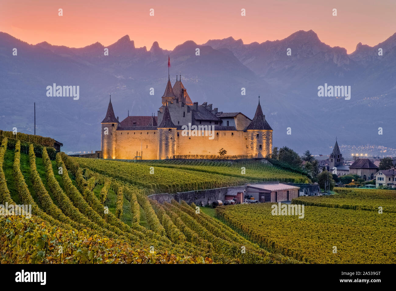 Chateaux Aigle, Vaud, Switzerland, Europe Stock Photo