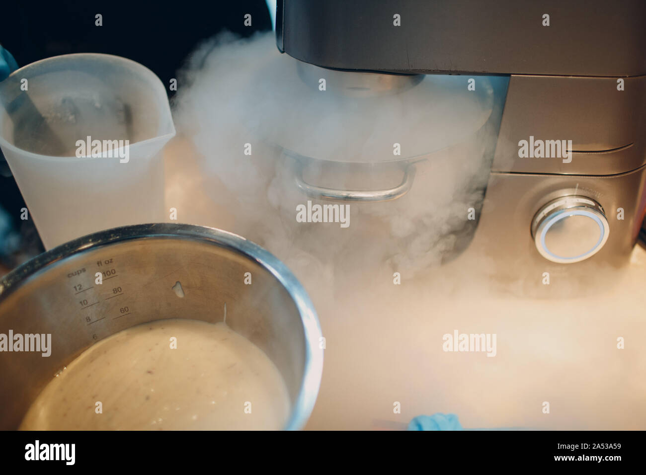 Making liquid nitrogen ice cream Stock Photo Alamy