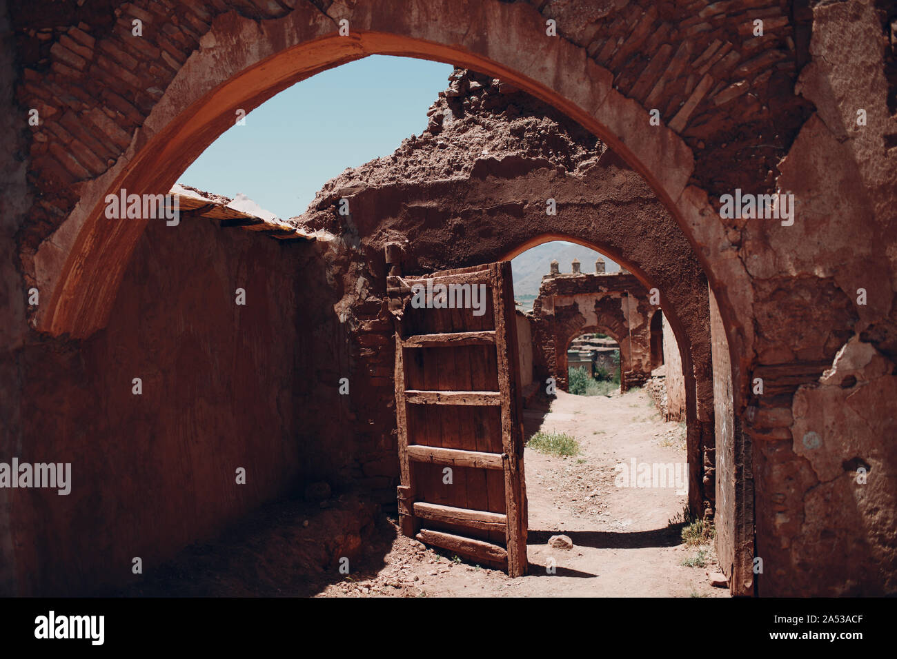 Old city walls and gates in Morocco Stock Photo