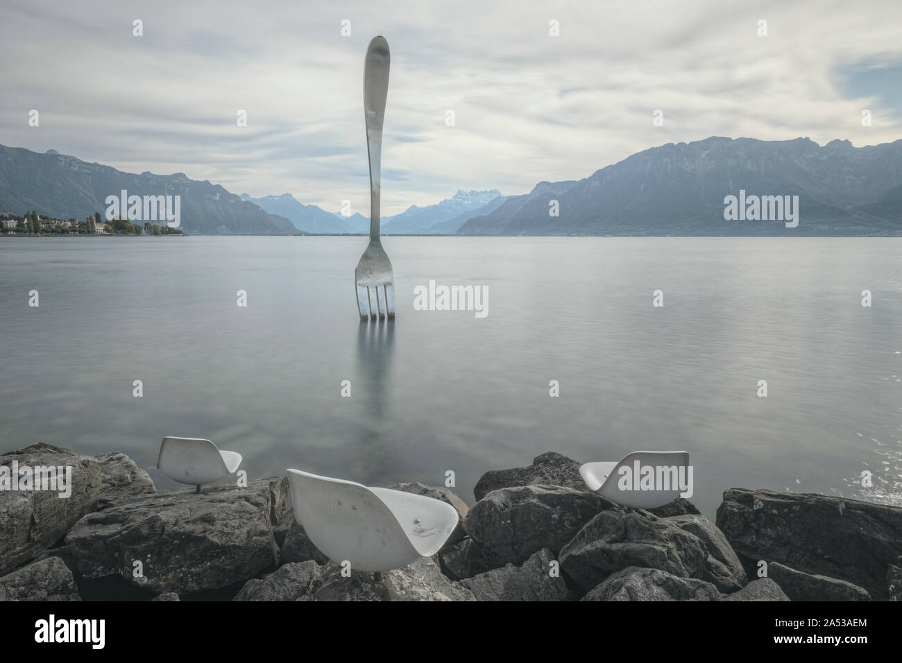 Fork of Vevey, Vaud, Lake Geneva, Switzerland, Europe Stock Photo