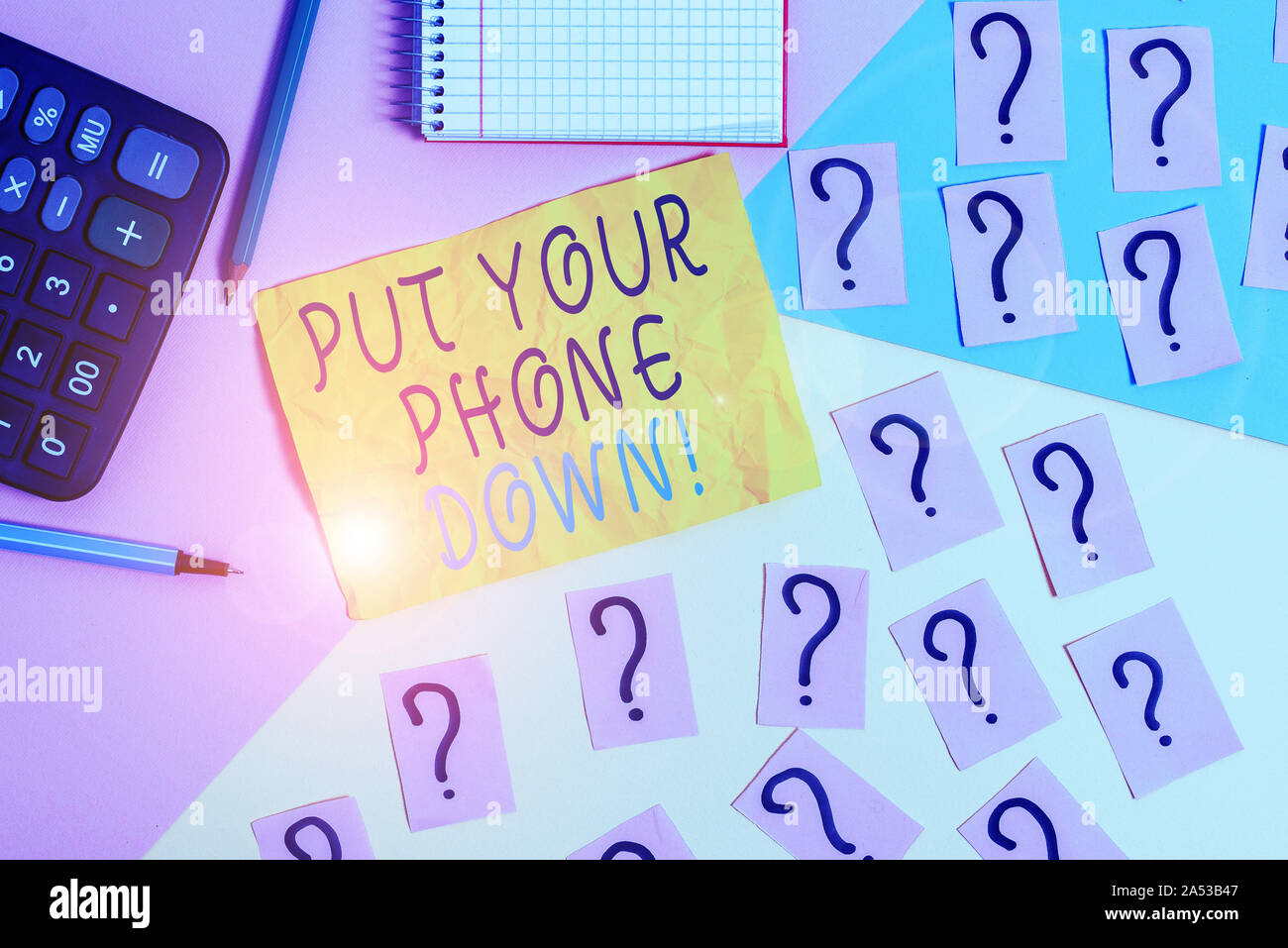 Writing note showing Put Your Phone Down. Business concept for end ...