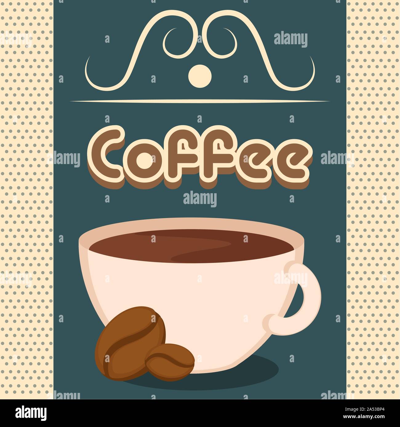 Vintage coffee cups poster with text - Vector illustration Stock Vector ...