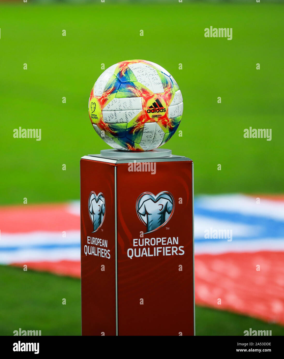 Bucharest, Romania - October 15, 2019: Details with the Adidas Conext 19  European qualifiers official soccer match ball on Arena Nationala stadium  Stock Photo - Alamy