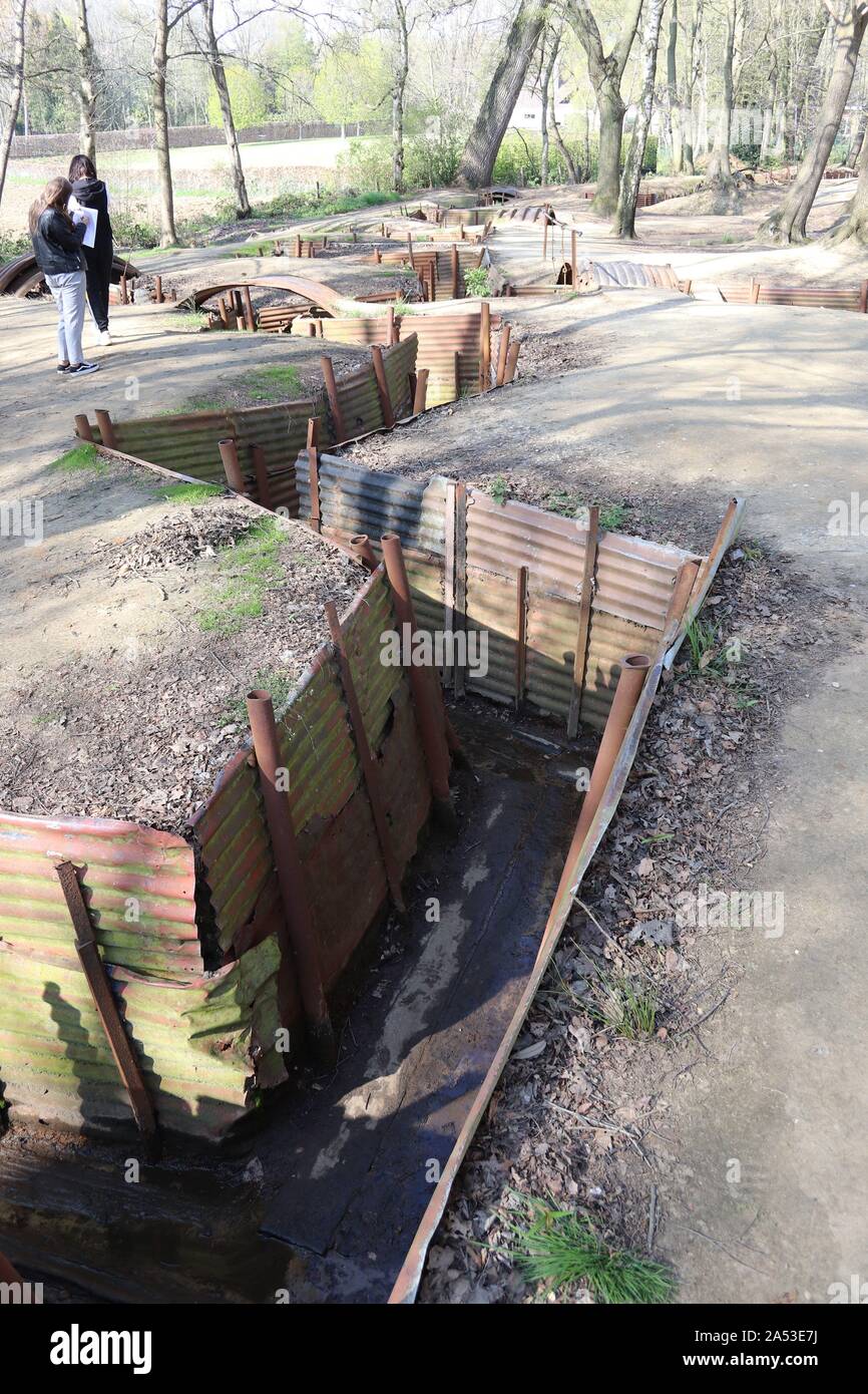 Trenches at Sanctuary Wood First Worls War Museum at Hill 62 near Ypres / Ieper Flanders Stock Photo