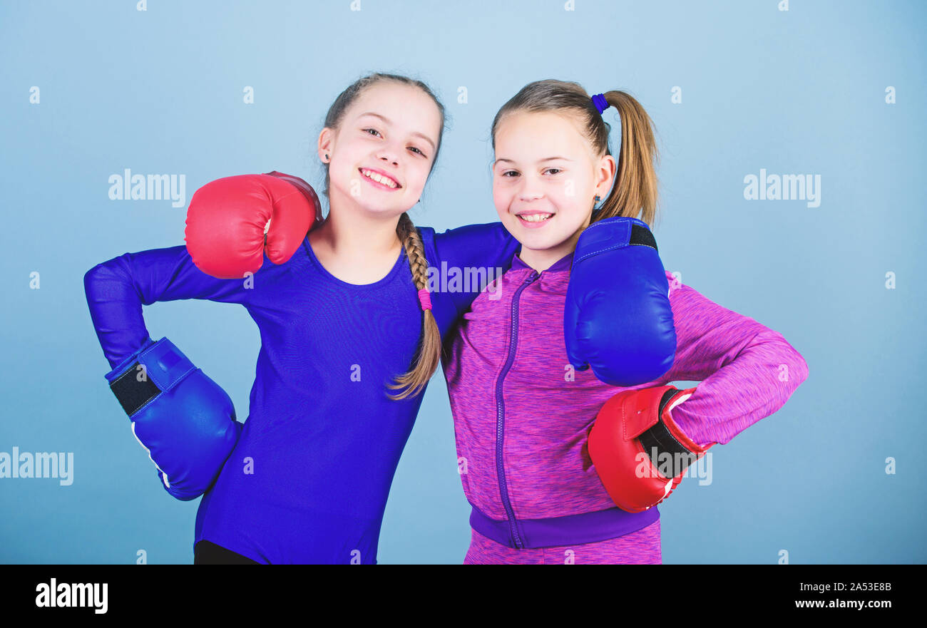 Confident teens. Female boxers. Boxing provide strict discipline