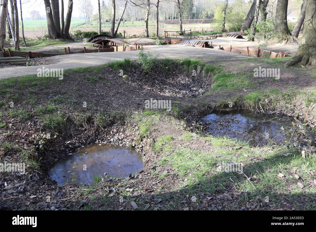 Trenches at Sanctuary Wood First Worls War Museum at Hill 62 near Ypres / Ieper Flanders Stock Photo