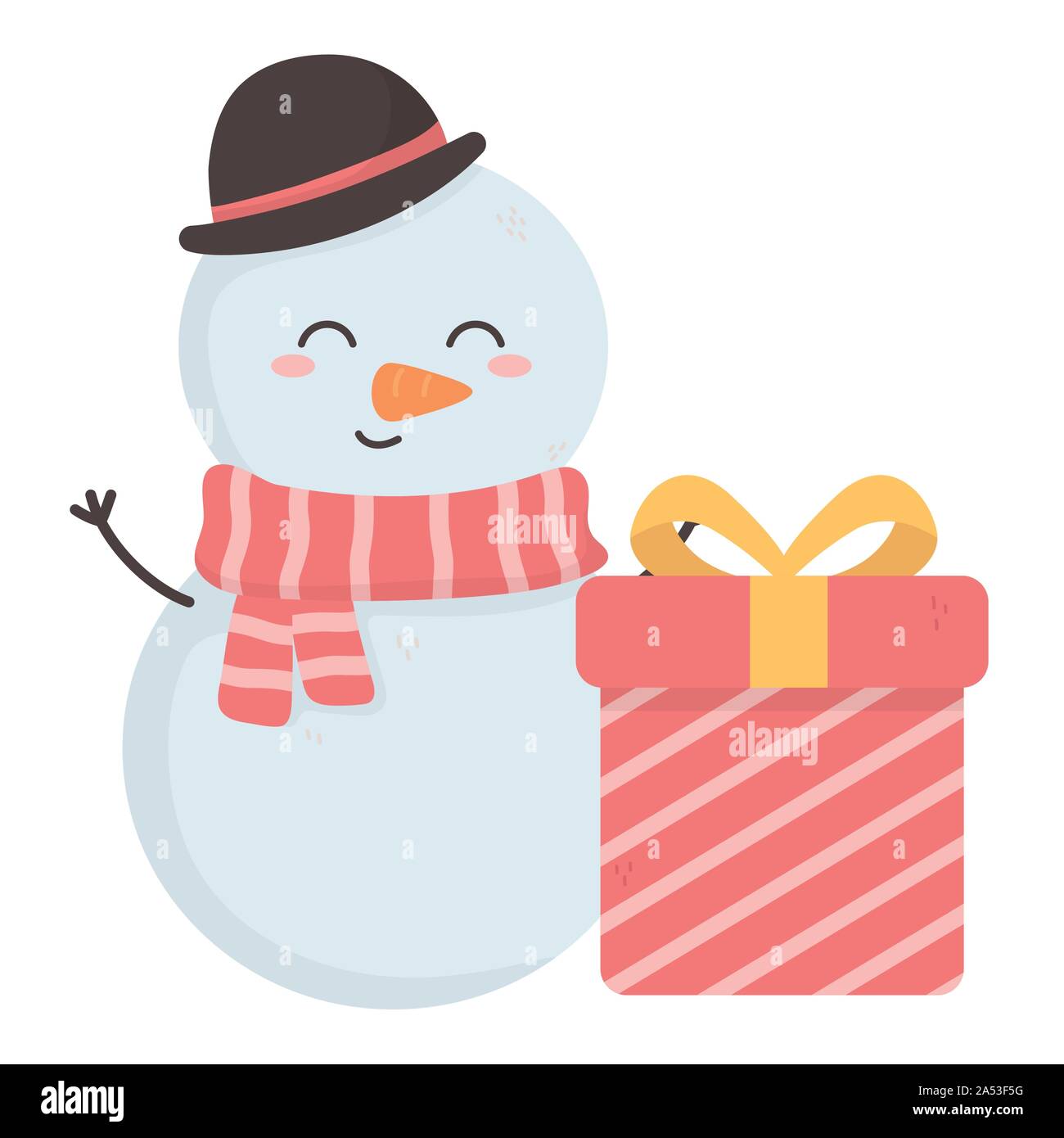 snowman gift box merry christmas vector illustration Stock Vector Image ...