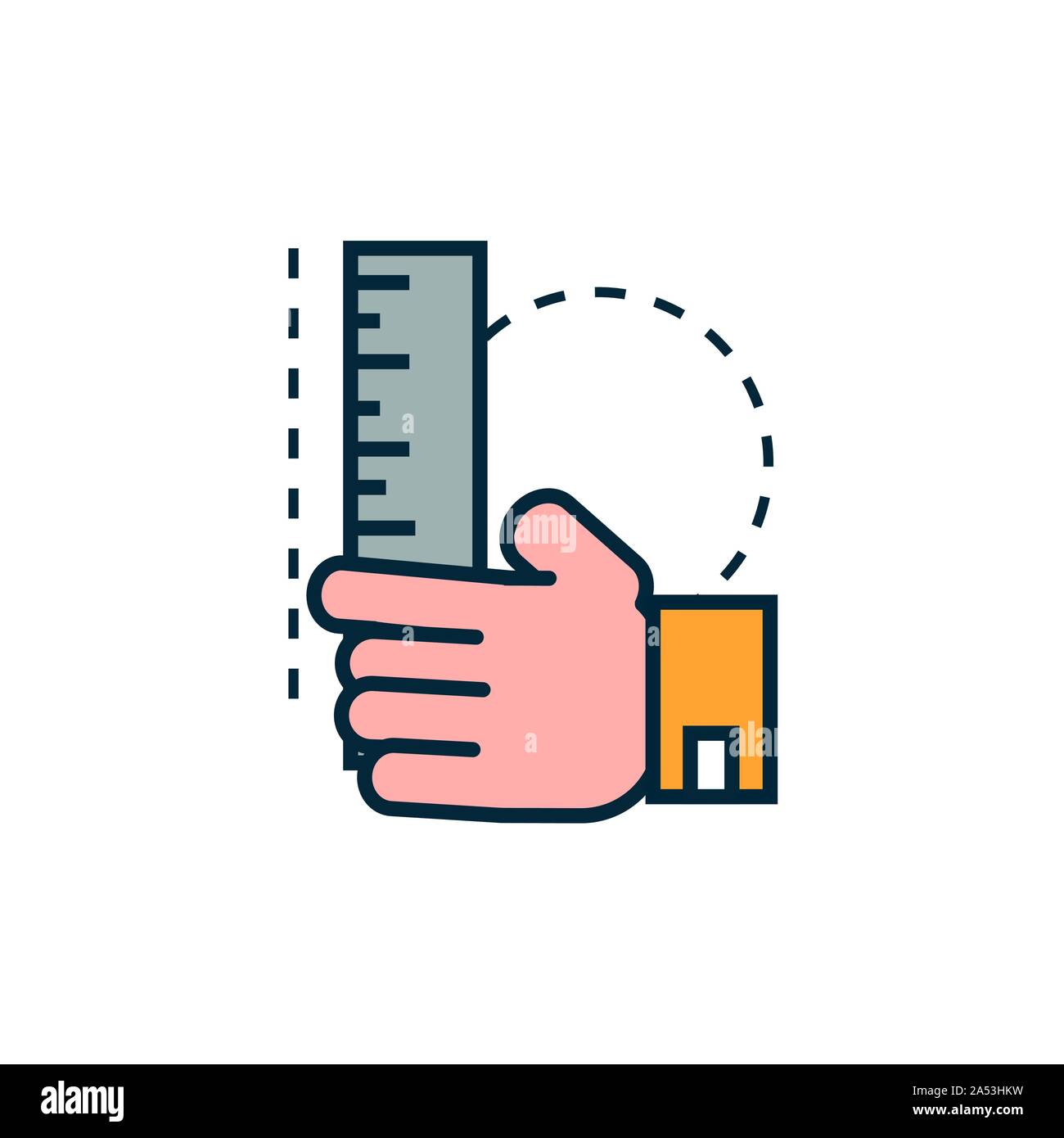 hand with ruler work tools engineering icon vector illustration Stock ...