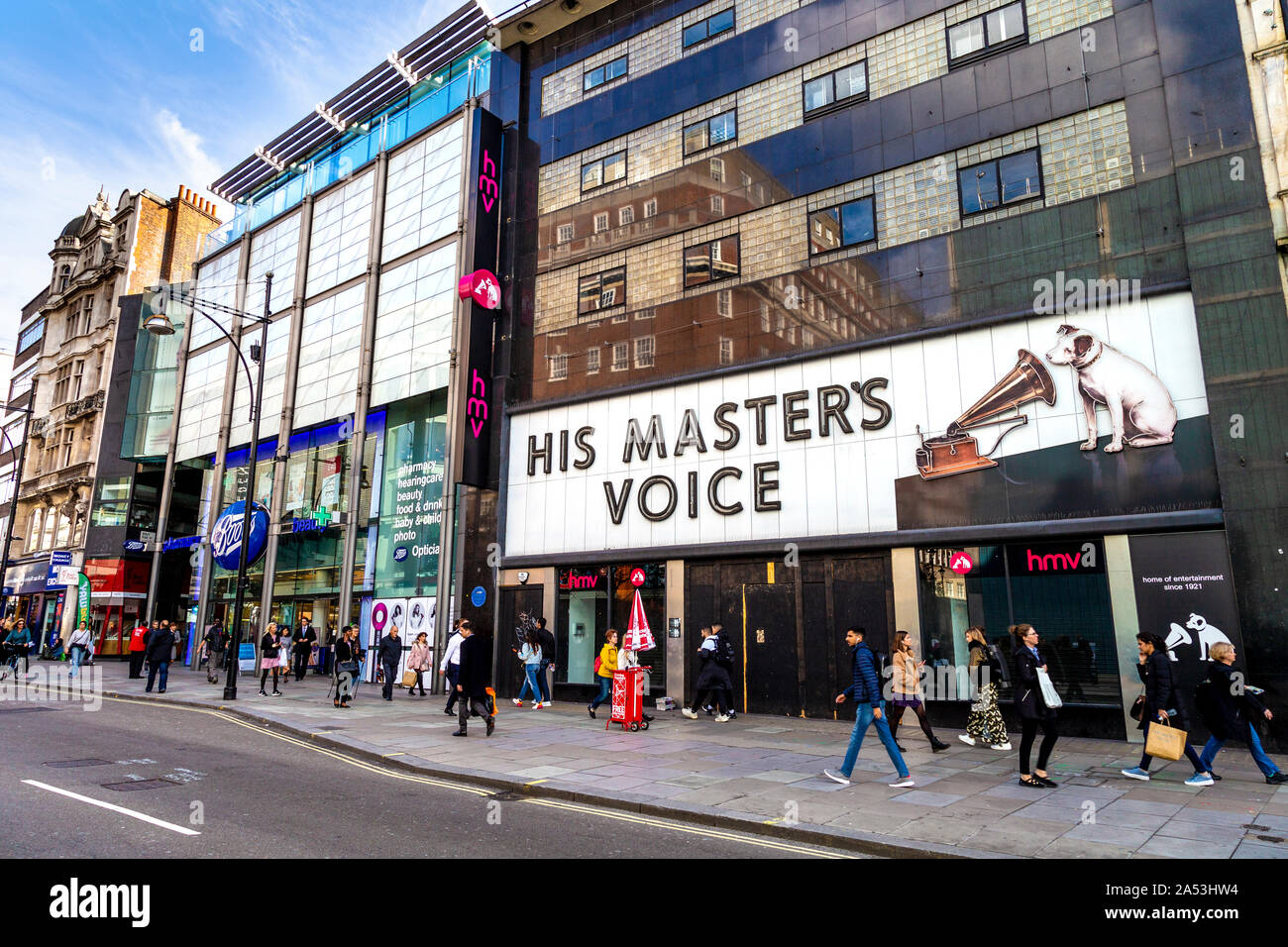 Permanently closed HMV (His Masters Voice) Oxford Street flagship store, London, UK Stock Photo