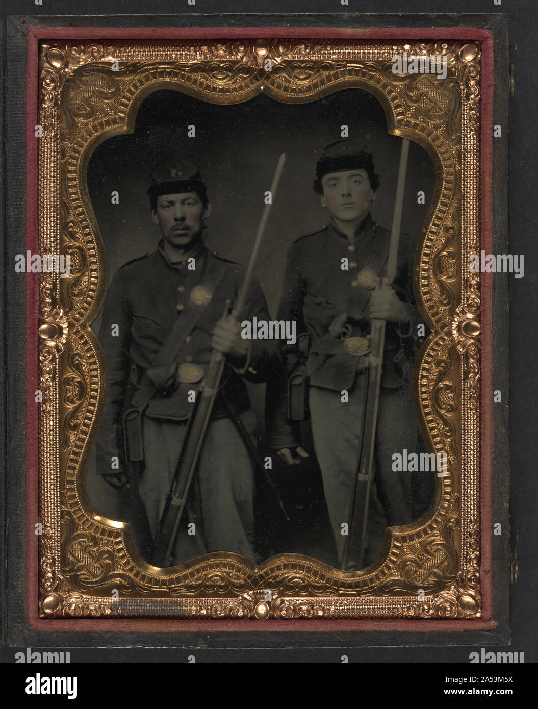 Union Shell Two unidentified soldiers in Union shell jackets and forage caps with ...