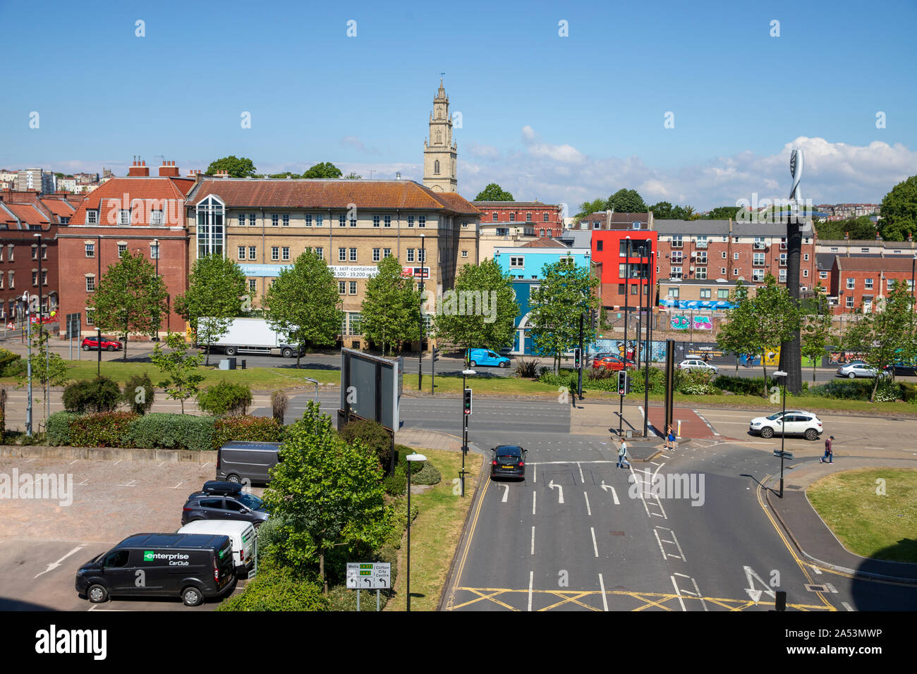 Newfoundland Circus, Bristol, Photo Taken From the 3rd Floor of Cabots Circus Car Park Stock Photo