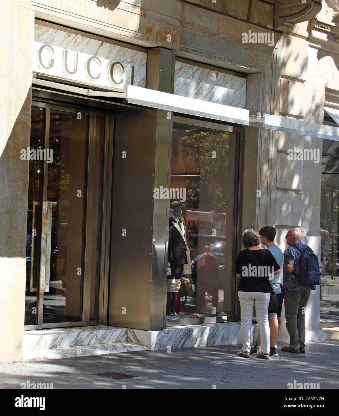 Barcelona, Spain. 3rd Oct, 2019. Gucci in seen Paseo de Gracia, Barcelona. Credit: Keith Mayhew/SOPA Wire/Alamy Live News Stock Photo - Alamy