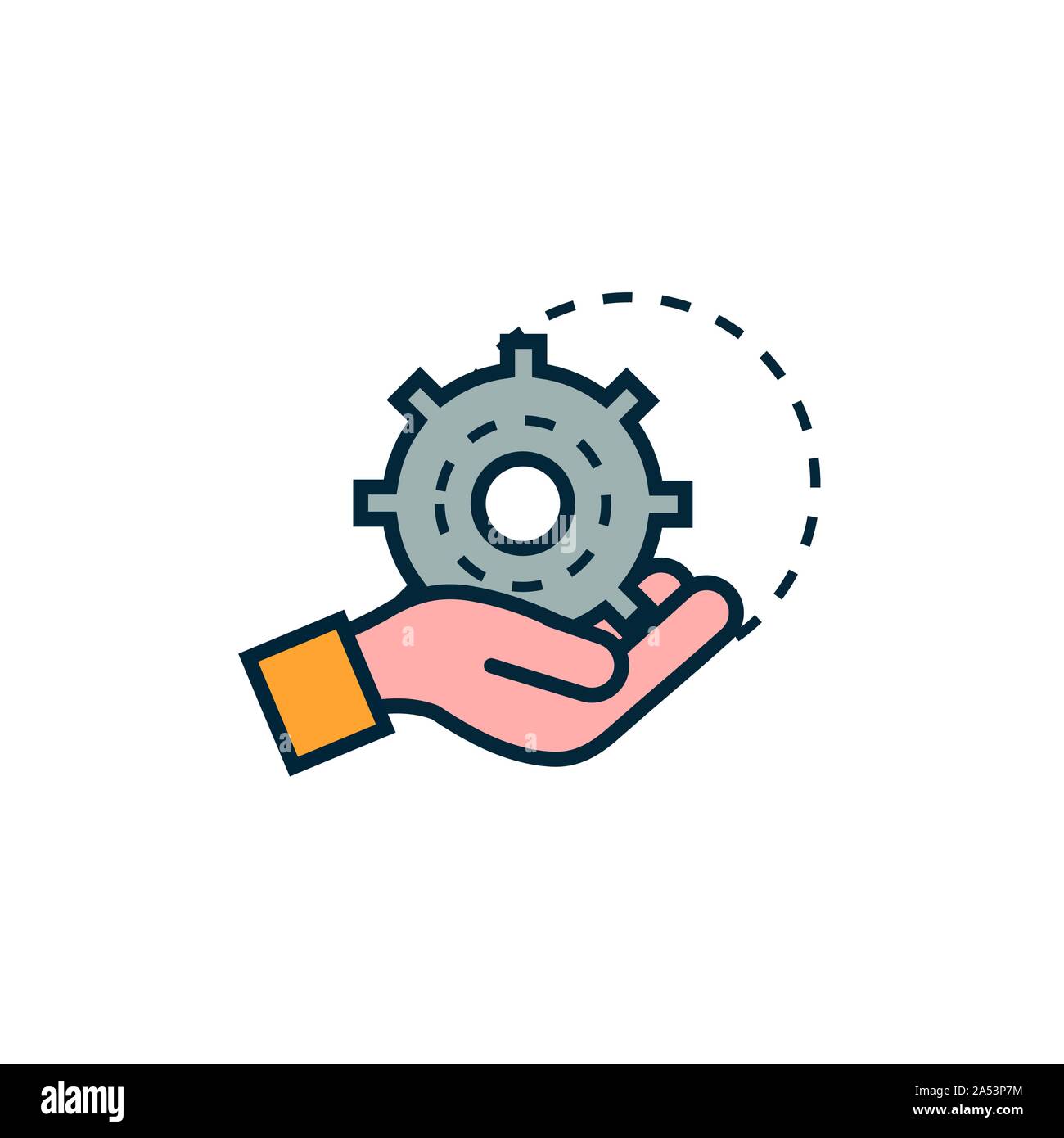hand with gear work tools engineering icon vector illustration Stock ...