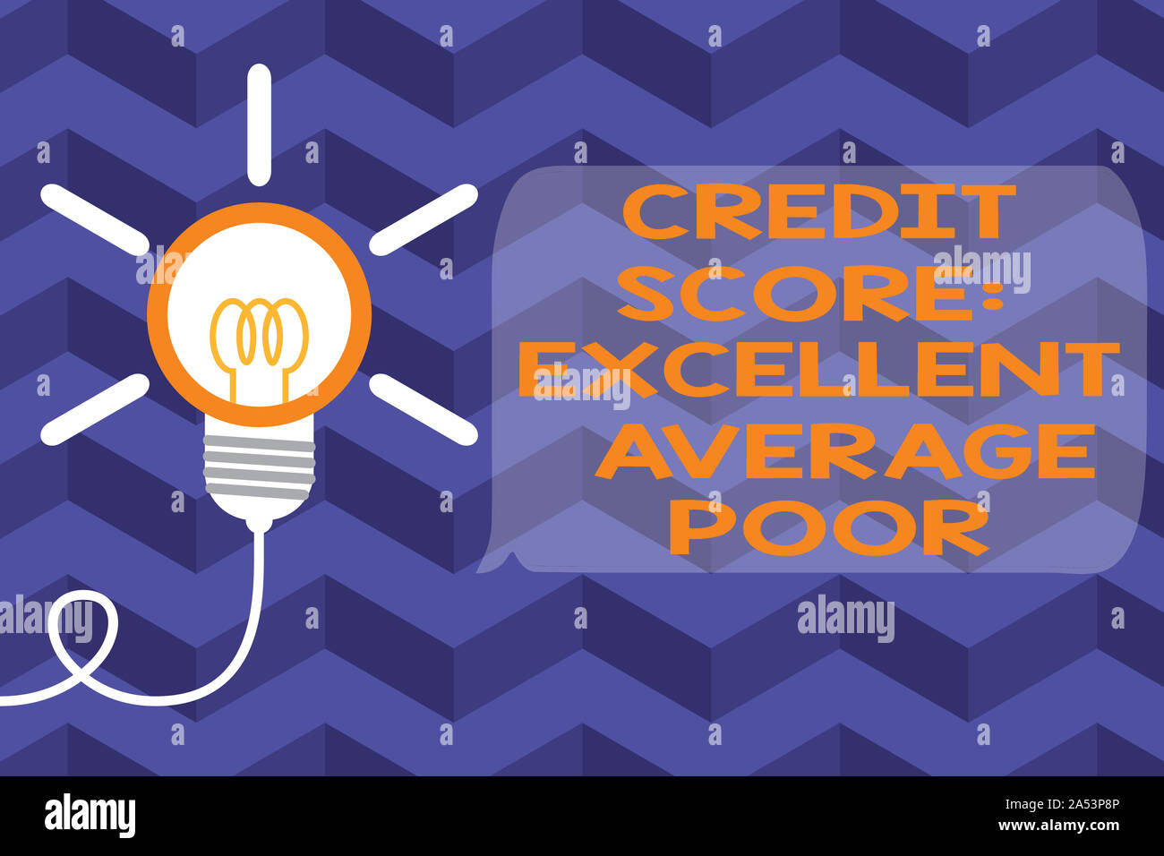 Text sign showing Credit Score Excellent Average Poor. Business photo text Level of creditworthness Rating Report Big idea light bulb. Successful turn Stock Photo