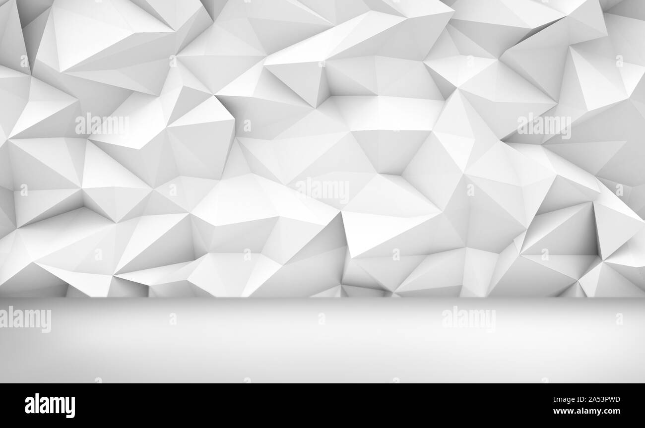 3d rendering of a white background with geometric cubic shapes above a ...