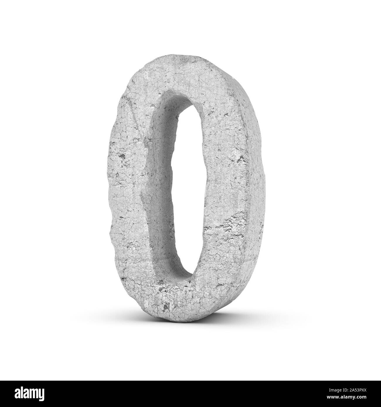 Concrete number 0 isolated on white background Stock Photo