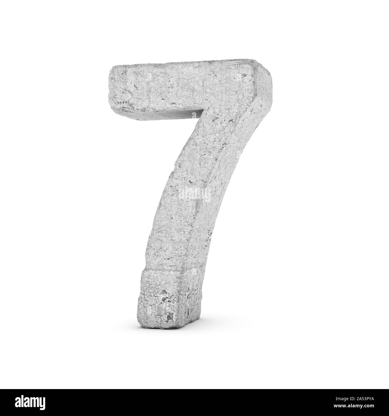 Concrete number 7 isolated on white background Stock Photo