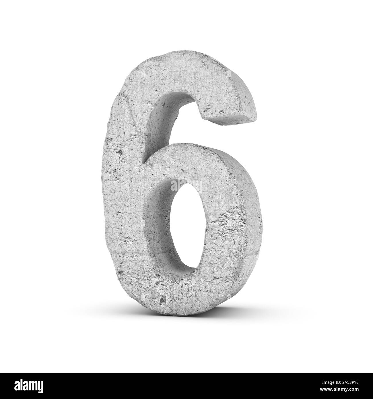 Concrete number 6 isolated on white background Stock Photo