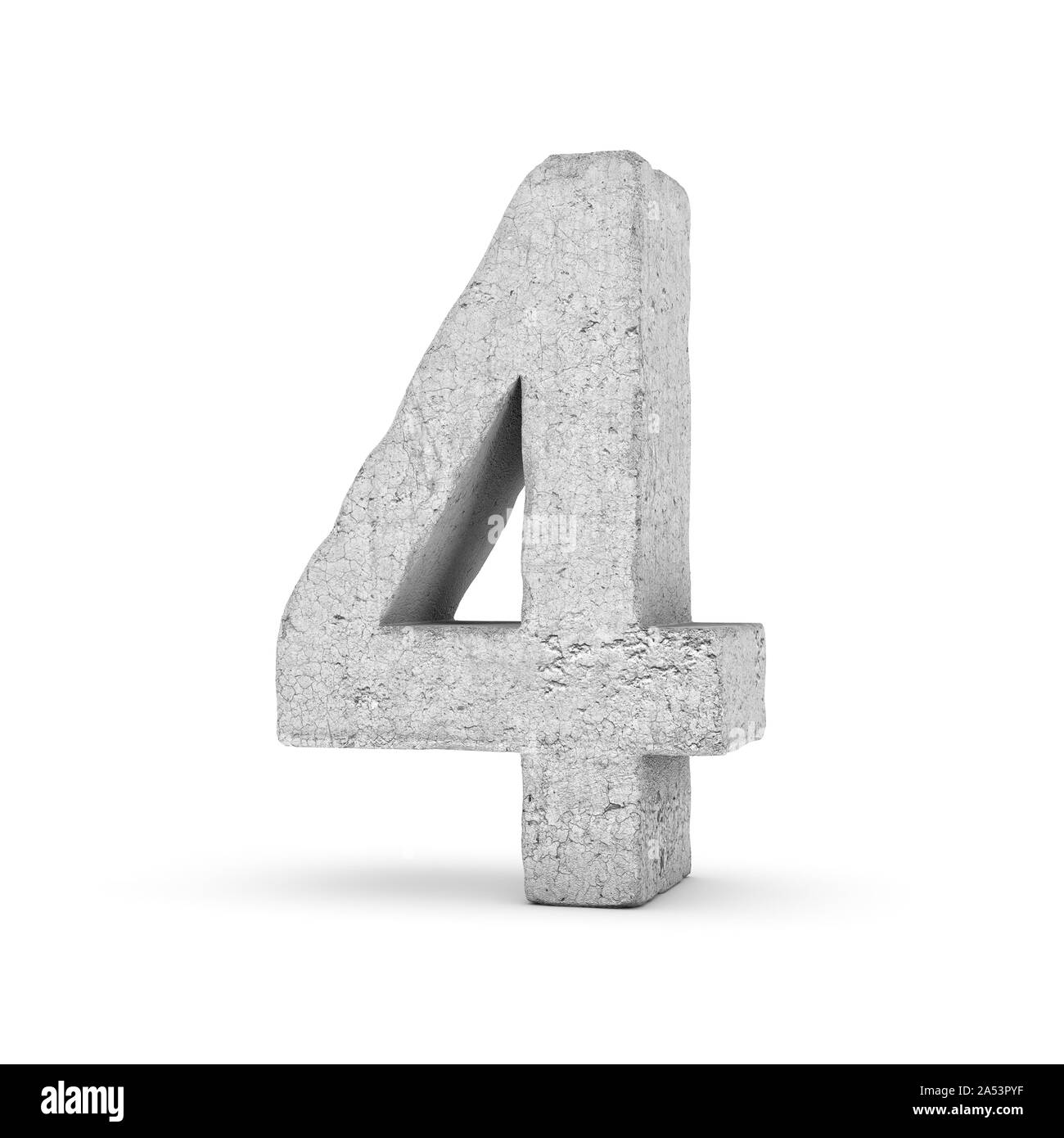 Concrete number 4 isolated on white background Stock Photo