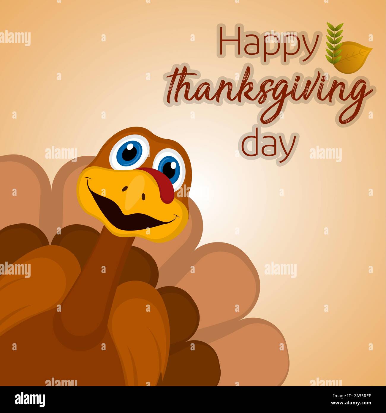 Happy thanksgiving day card with a turkey cartoon - Vector Stock Vector ...