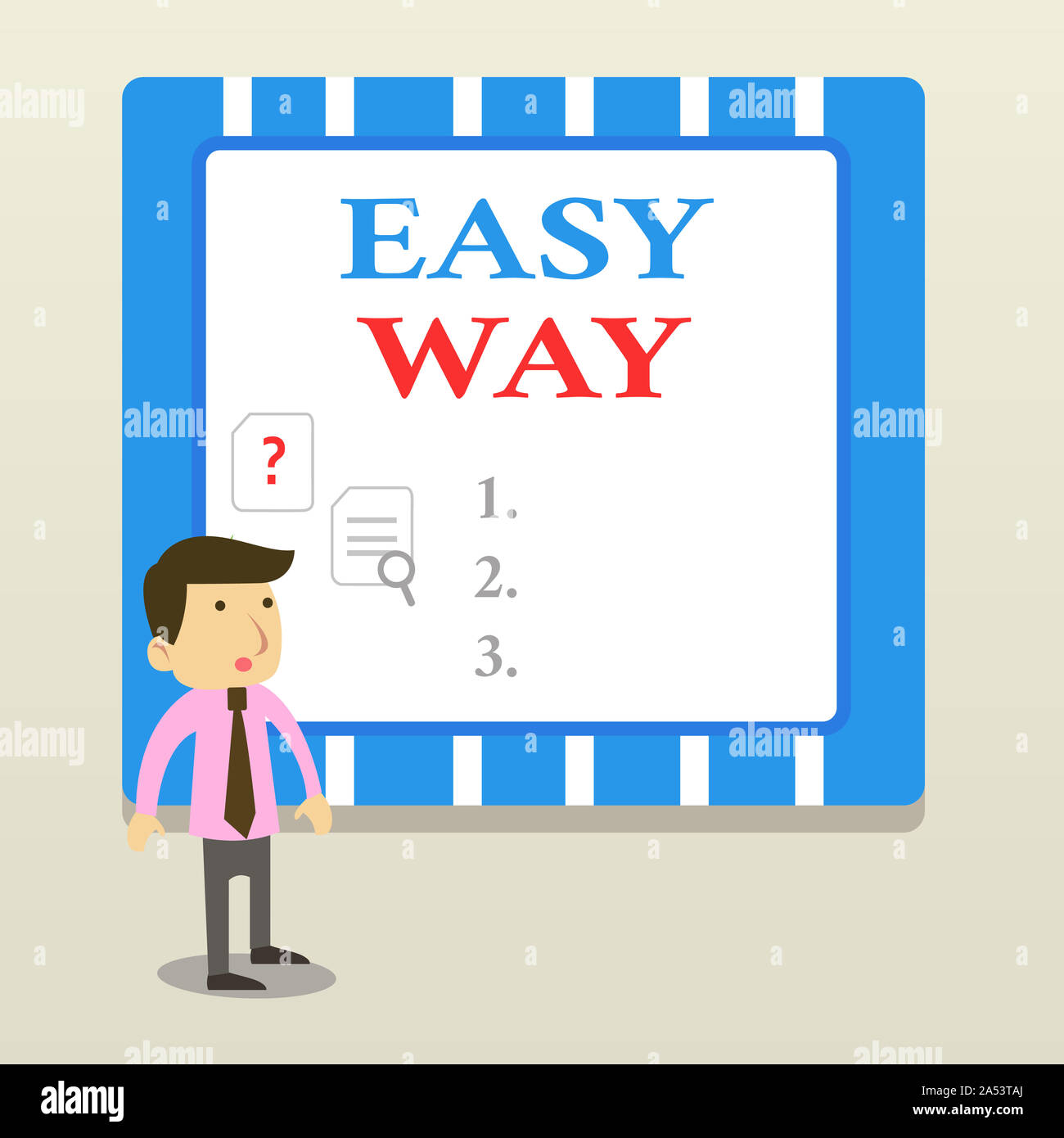 Word writing text Easy Way. Business photo showcasing making hard decision  between two less and more effort method Young Male Businessman Office Worke  Stock Photo - Alamy