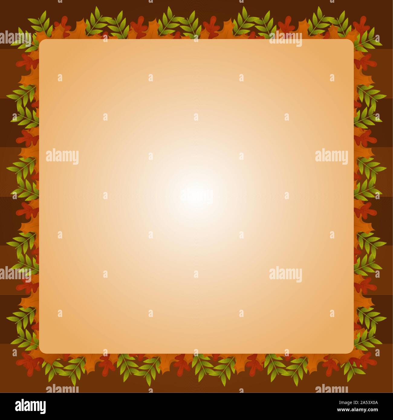 Autumn leaves frame over a colored background - Vector Stock Vector