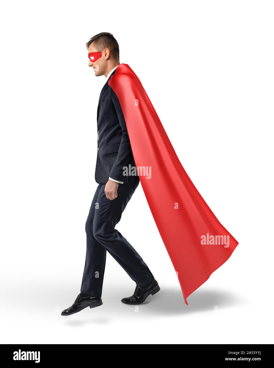 A Businessman In A Flowing Red Cape Stepping On An Invisible Ladder Moving Forward Stock Photo Alamy A Businessman In A Flowing Red Cape Stepping On An Invisible Ladder Moving Forward Stock Photo Alamy
