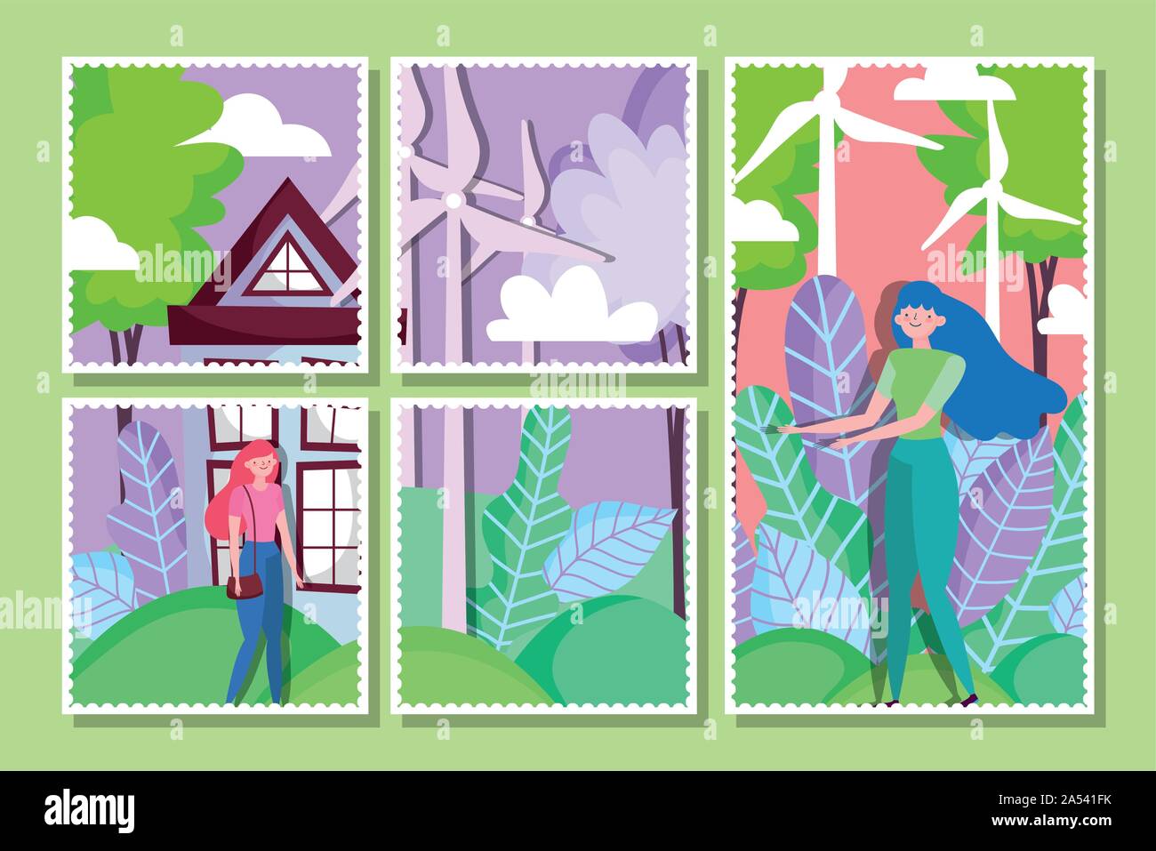 woman energy ecology sustainable environment banner vector illustration ...