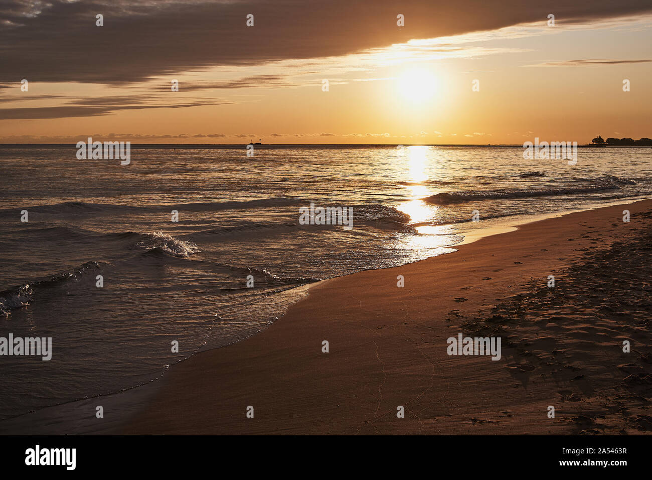 Sunrise over lake Michigan Stock Photo