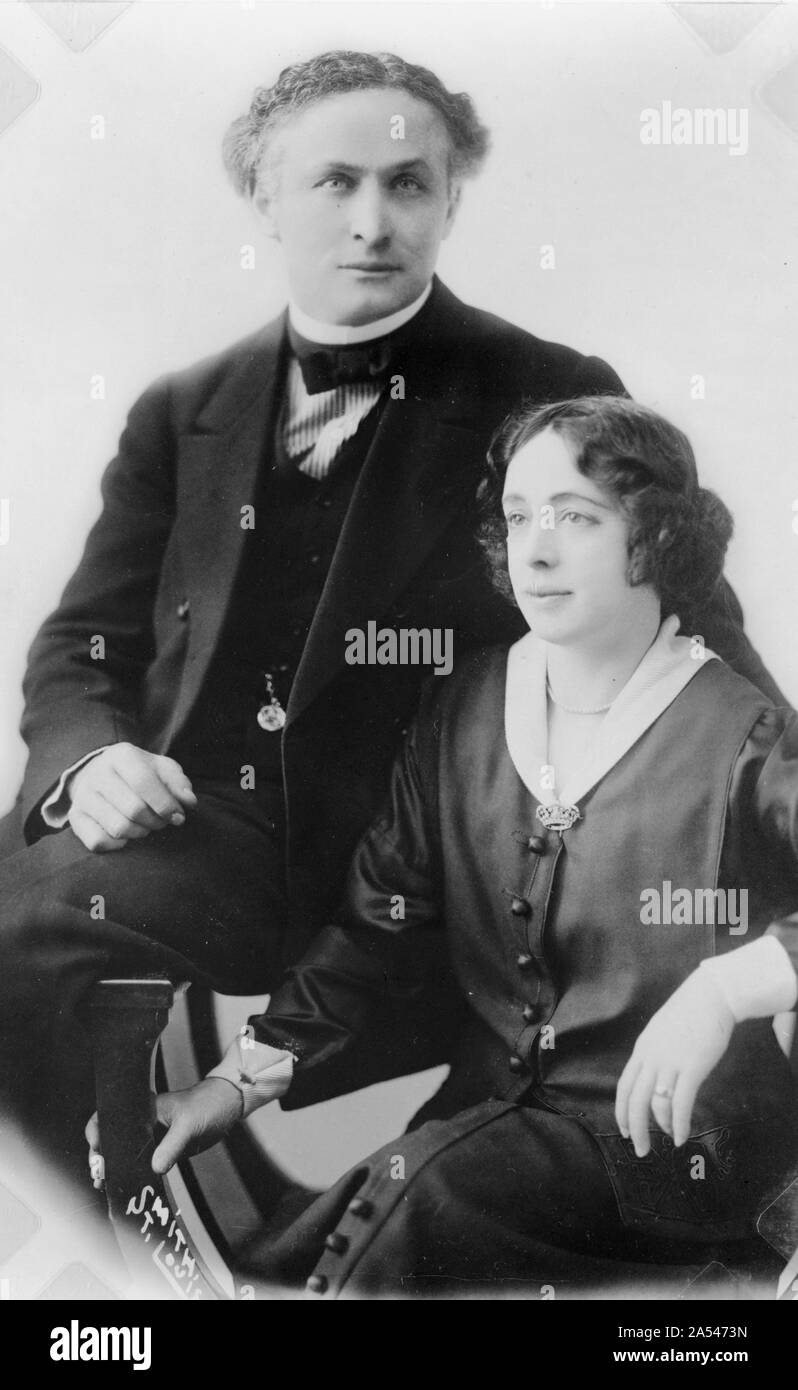 Houdini Man and Woman Picture in Magician Outfit High Quality Photo 