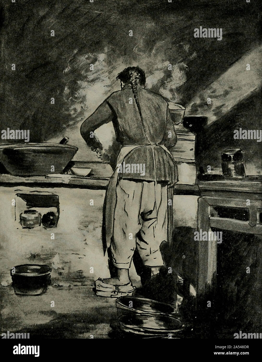 A cook in China, circa 1900 Stock Photo