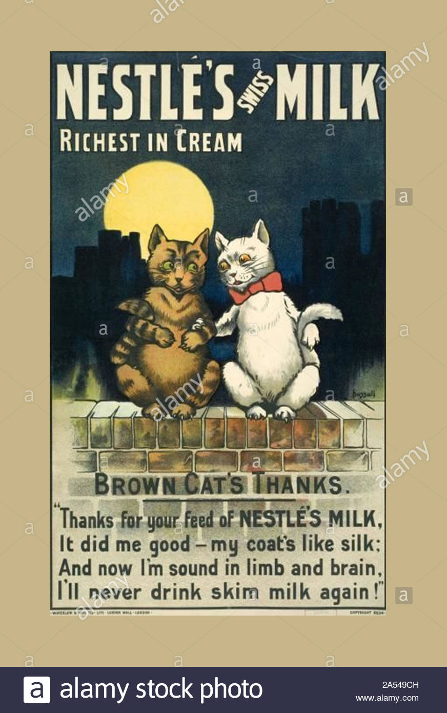 Nestles Milk Jack Russell Terrier Puppies Vintage Poster Print Rich Milk Cream
