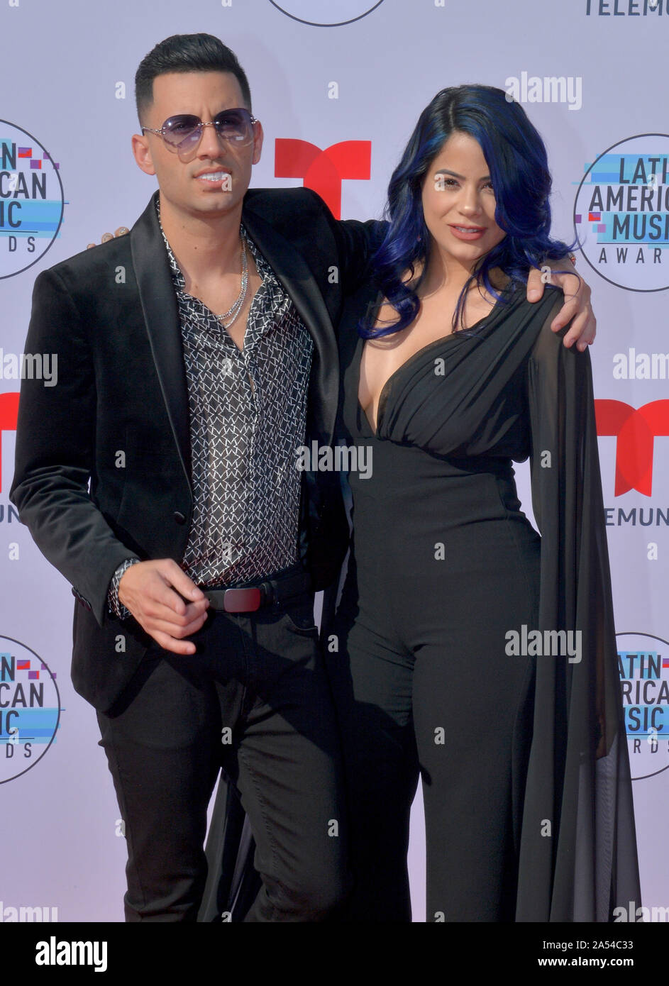 Los Angeles, United States. 17th Oct, 2019. Musical artist Lenier (L) and guest arrive for the fifth annual Latin American Music Awards at the Dolby Theatre in the Hollywood section of Los Angeles on Thursday, October 17, 2019. The annual event honors outstanding achievements for artists in the Latin music industry. Photo by Jim Ruymen/UPI Credit: UPI/Alamy Live News Stock Photo